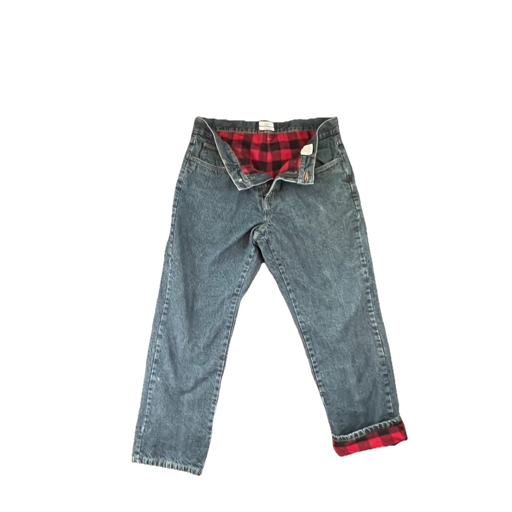 Croft & Barrow Buffalo Plaid Fleece Lined Jeans‎ Size 36x29" Mens Gorpcore